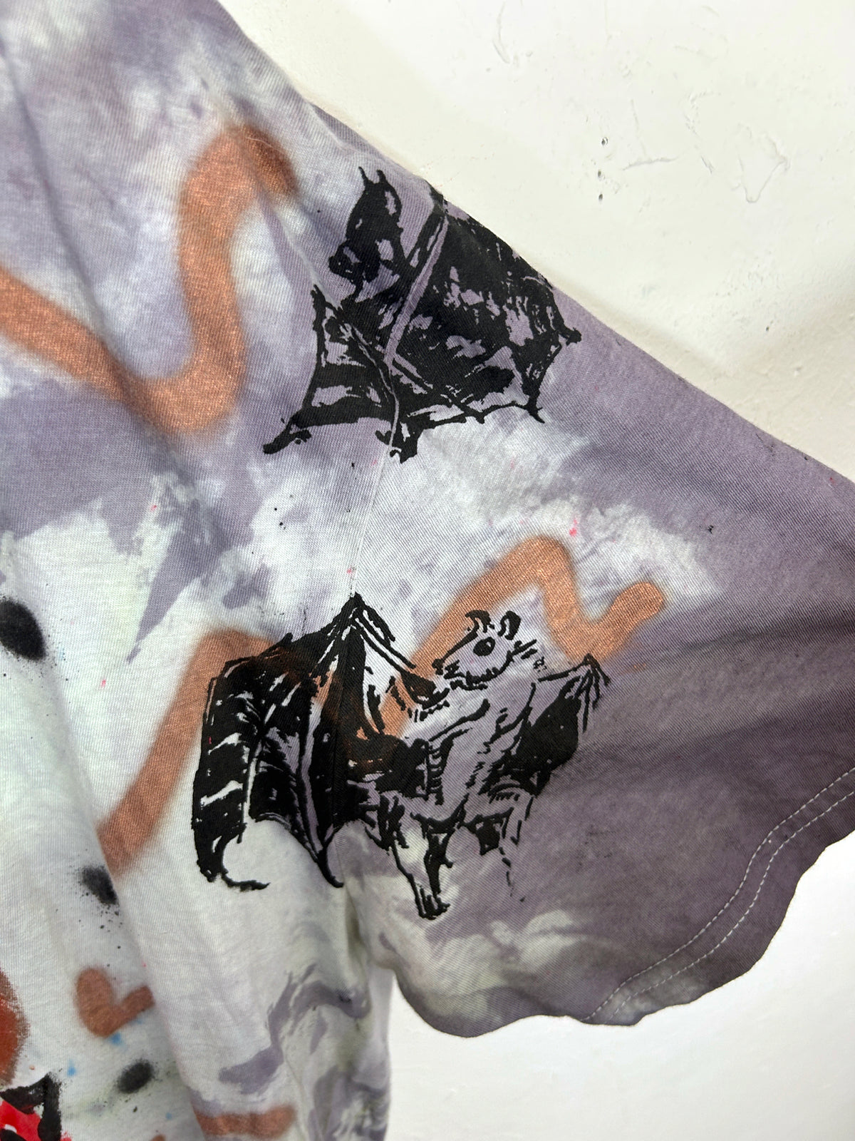 Devil Lover with Bats T-Shirt Hand-Painted by Scooter La Forge