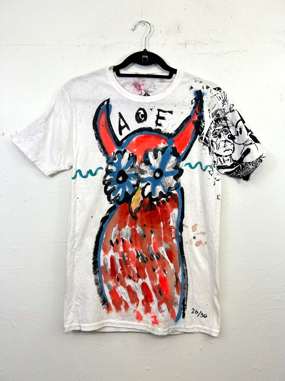 AOE Owl T-Shirt Hand-Painted by Scooter La Forge 26/30