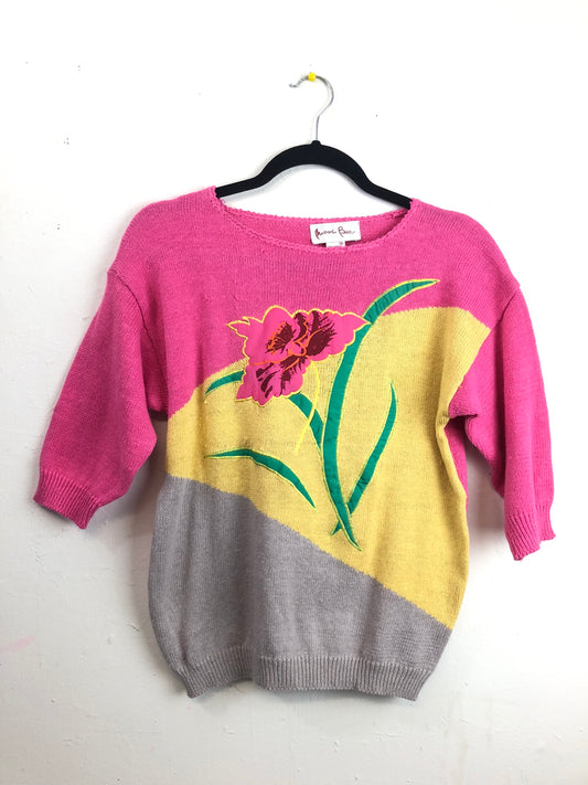 Naomi Bee Flowers Sweater - Pink/Yellow (Deadstock)