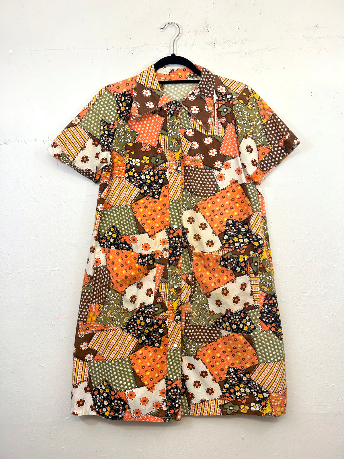 Patchwork Print 70s House Dress