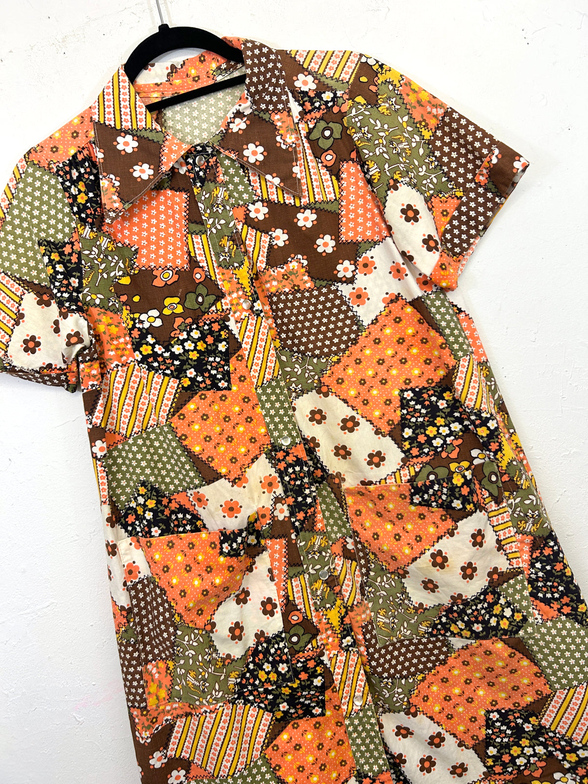 Patchwork Print 70s House Dress