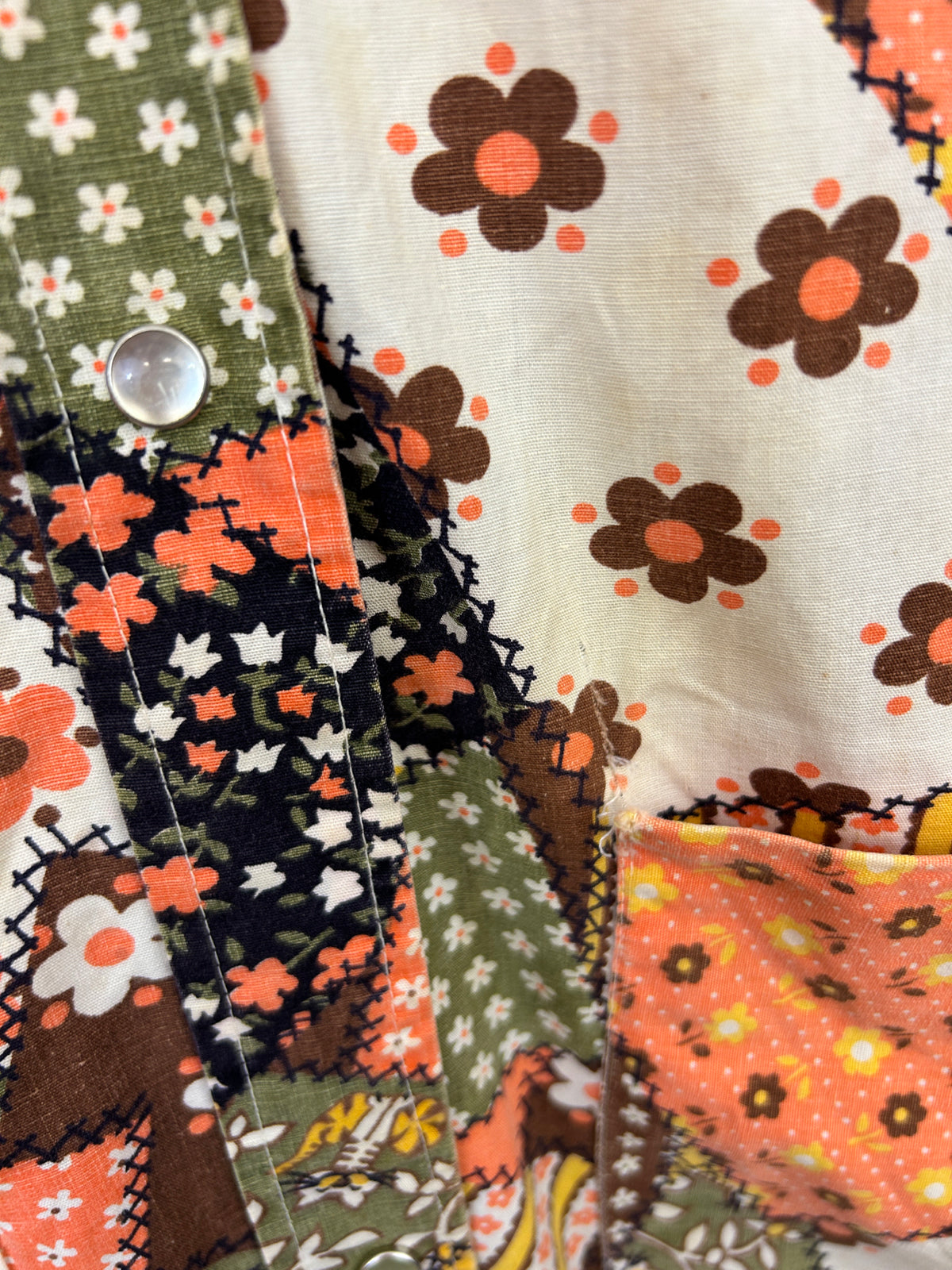 Patchwork Print 70s House Dress