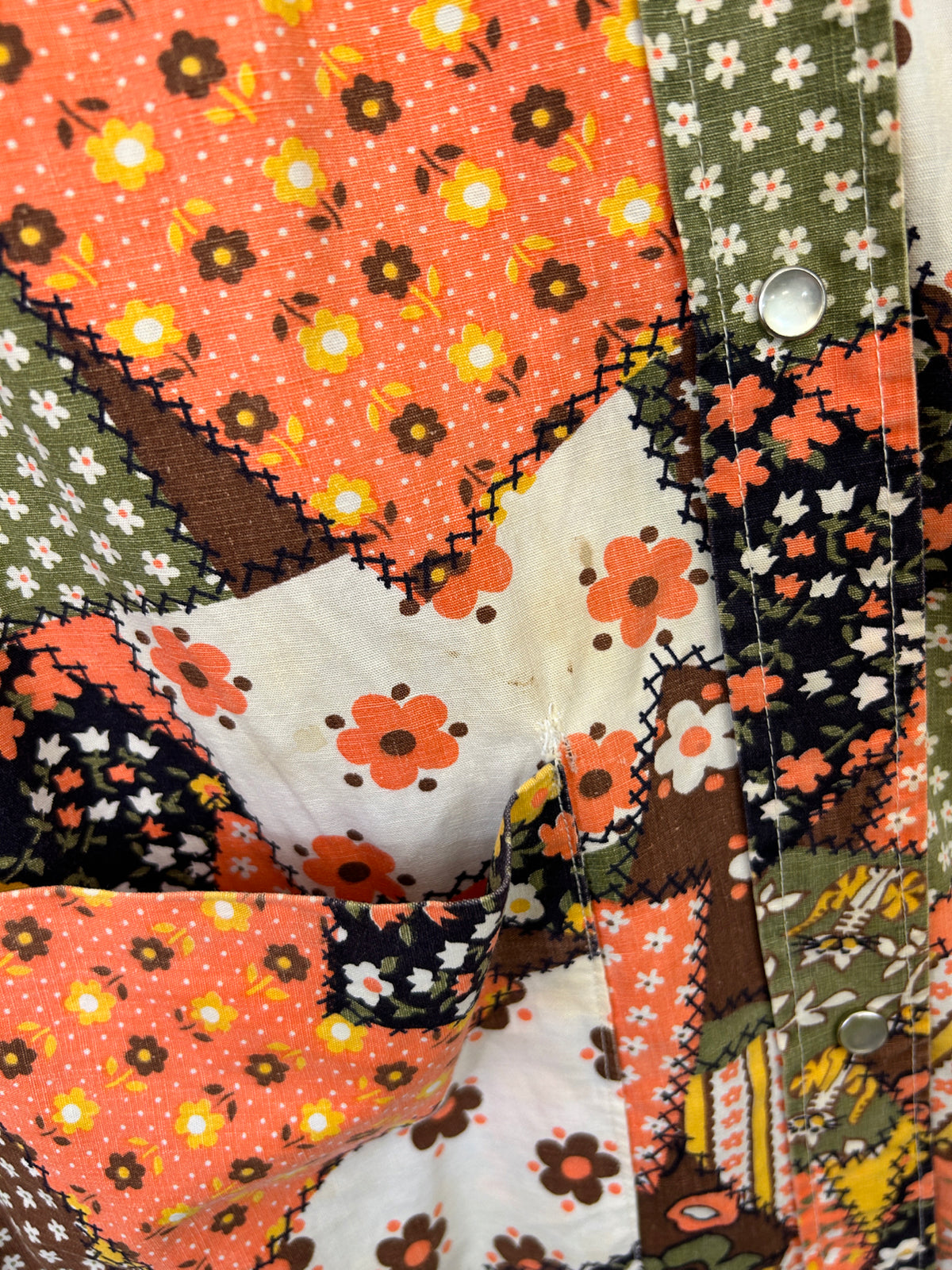 Patchwork Print 70s House Dress