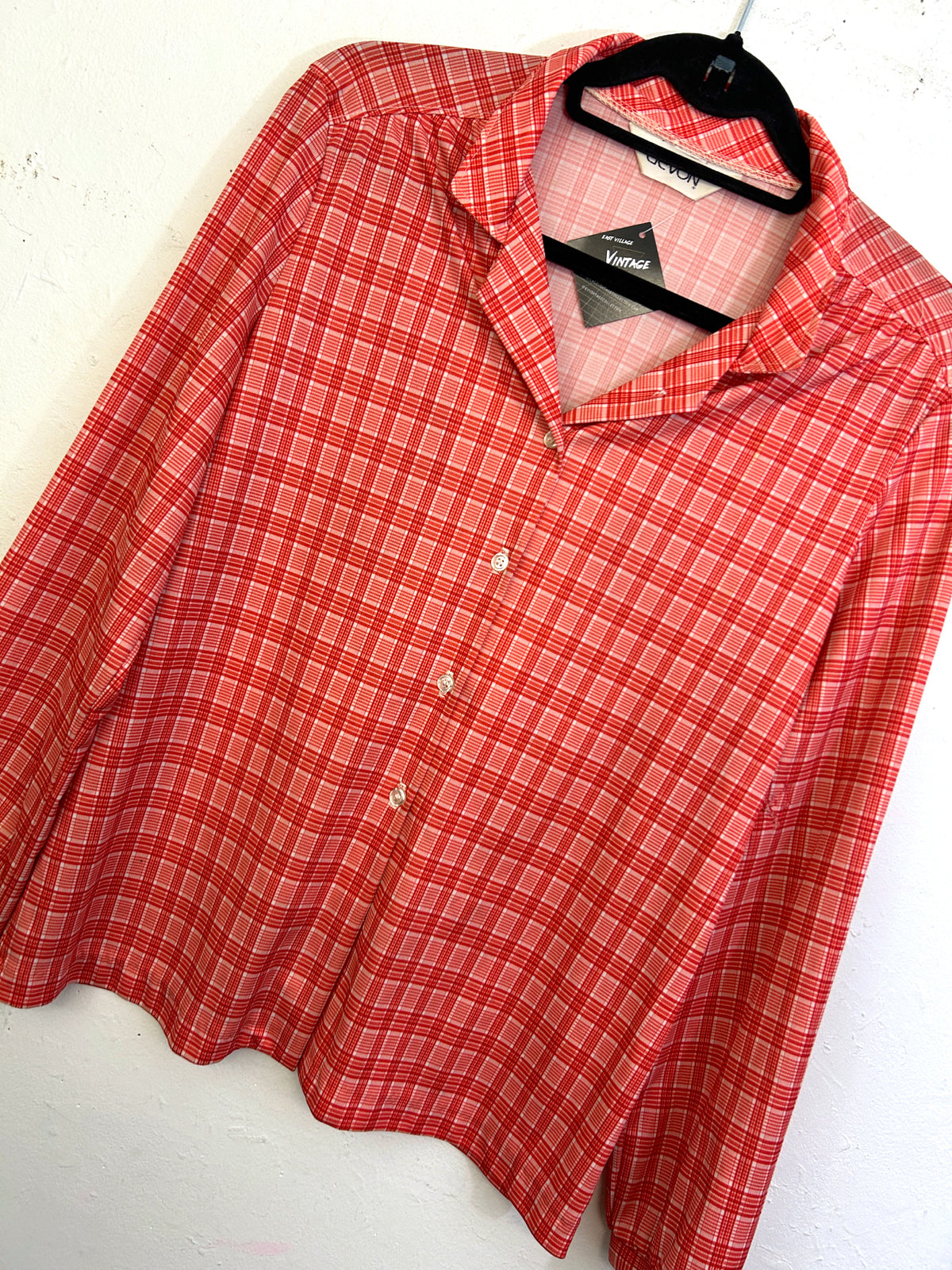 Devon 70s Plaid Polyester Blouse