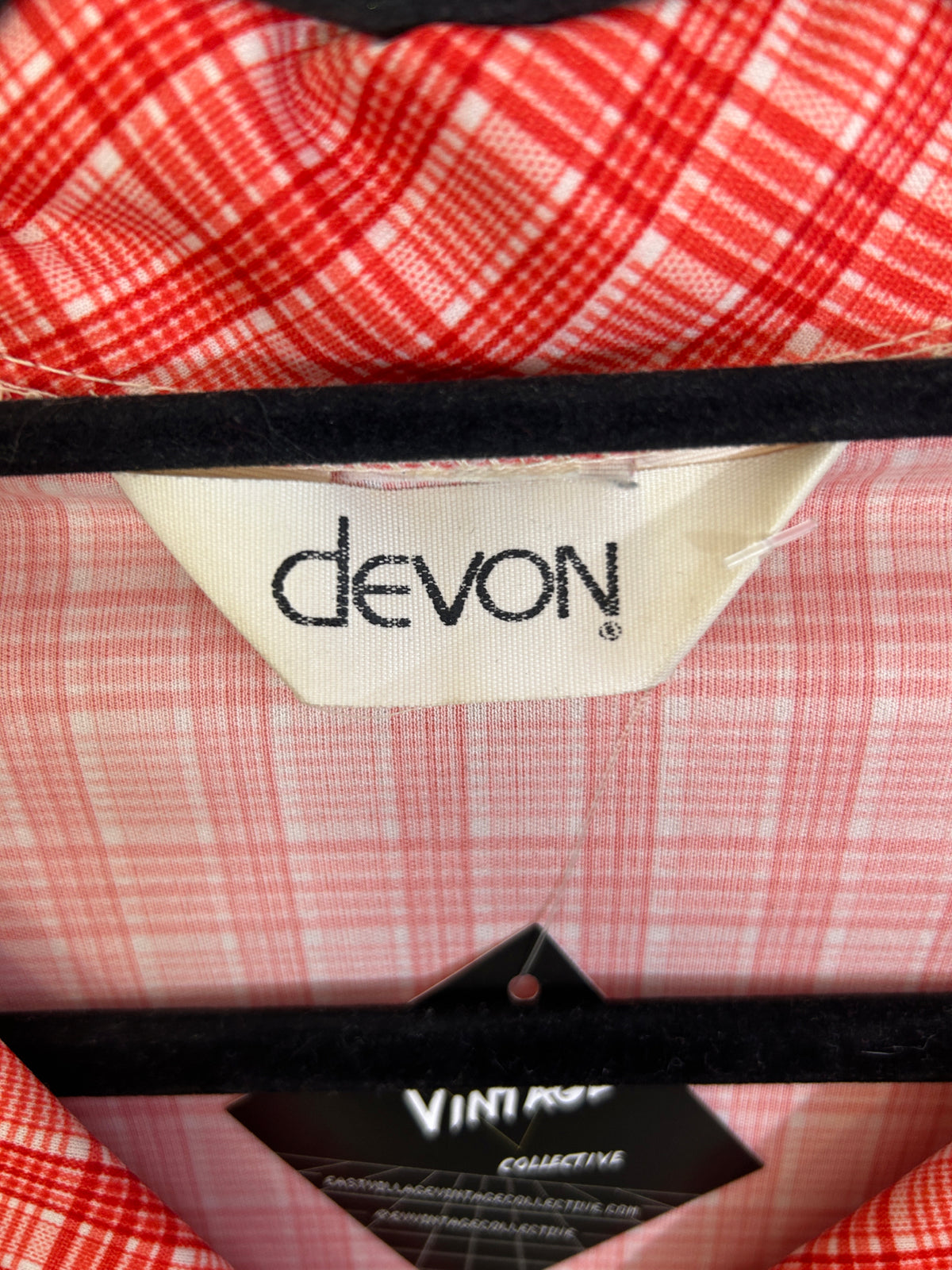 Devon 70s Plaid Polyester Blouse