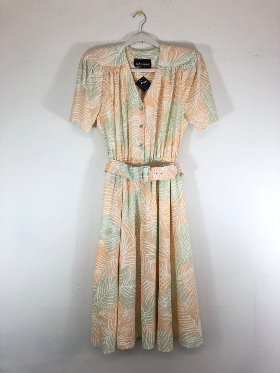 S.L. Fashions Pastel Belted 80s Dress