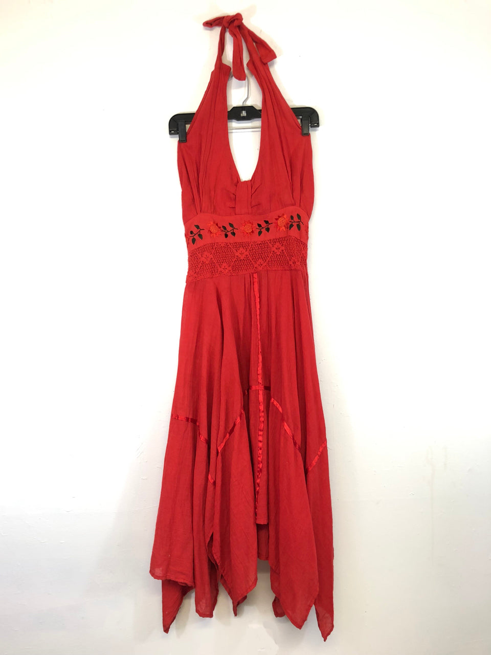 Red Embroidered Summer Dress