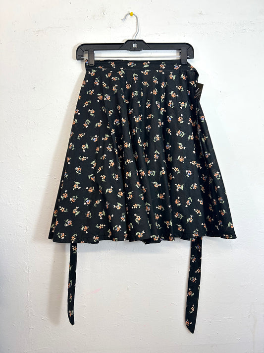 Black Floral Wrap Skirt