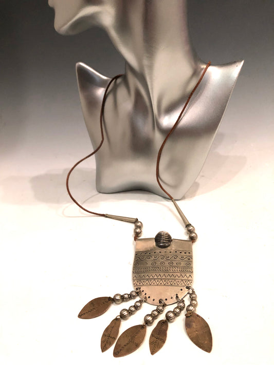 Etched Metal Plate Necklace