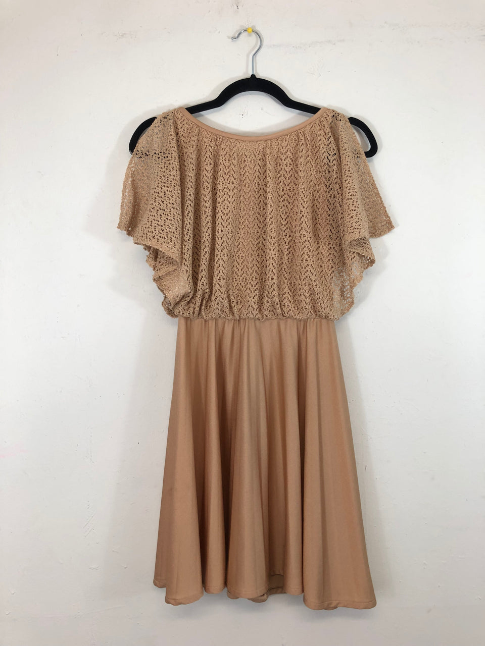 70s Mini Disco Dress Tan