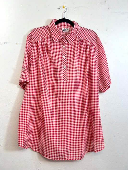 Lori by AM Casuals Red & White Checkered Top