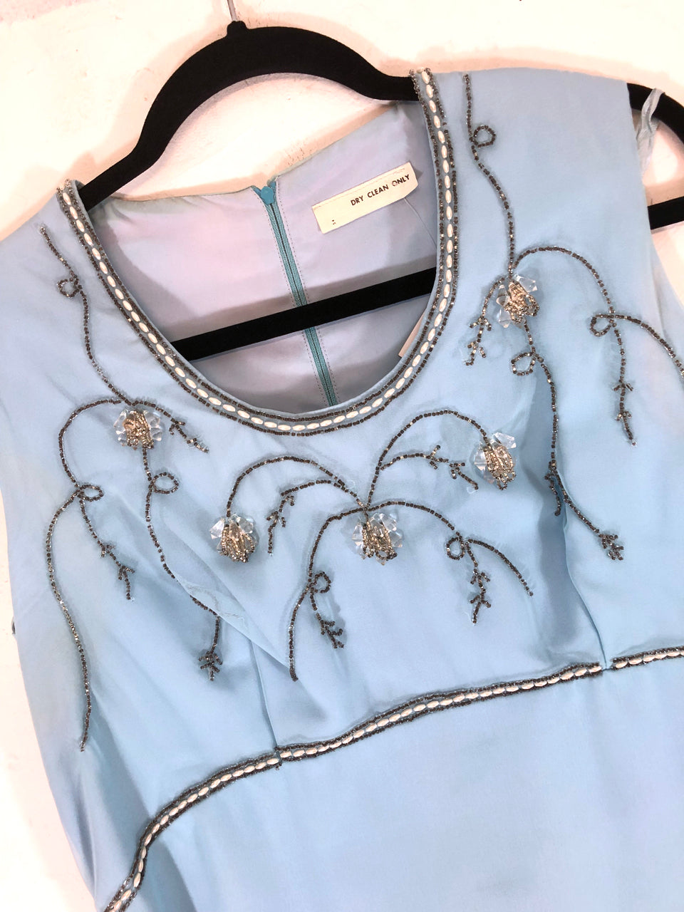 Chiffon Beaded Baby Blue Dress