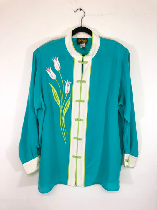 Bob Mackie Tulip Embroidered Blouse