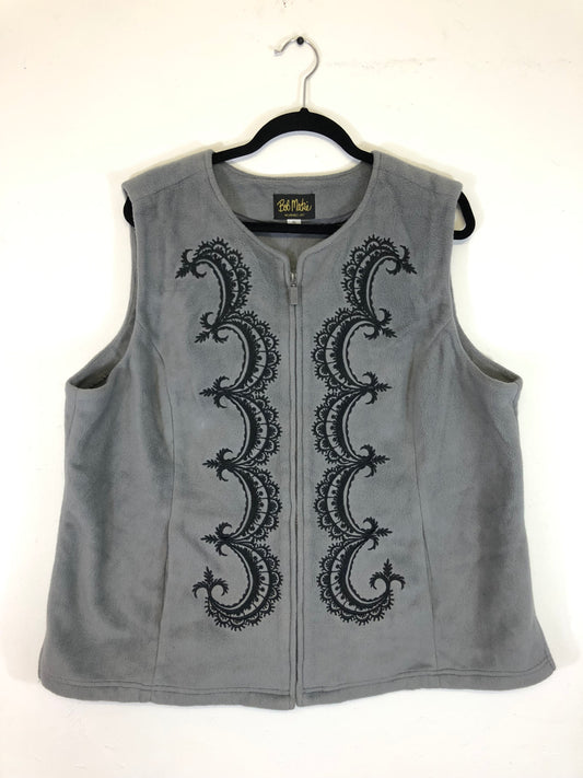 Bob Mackie Embroidered Fleece Zip-Up Vest