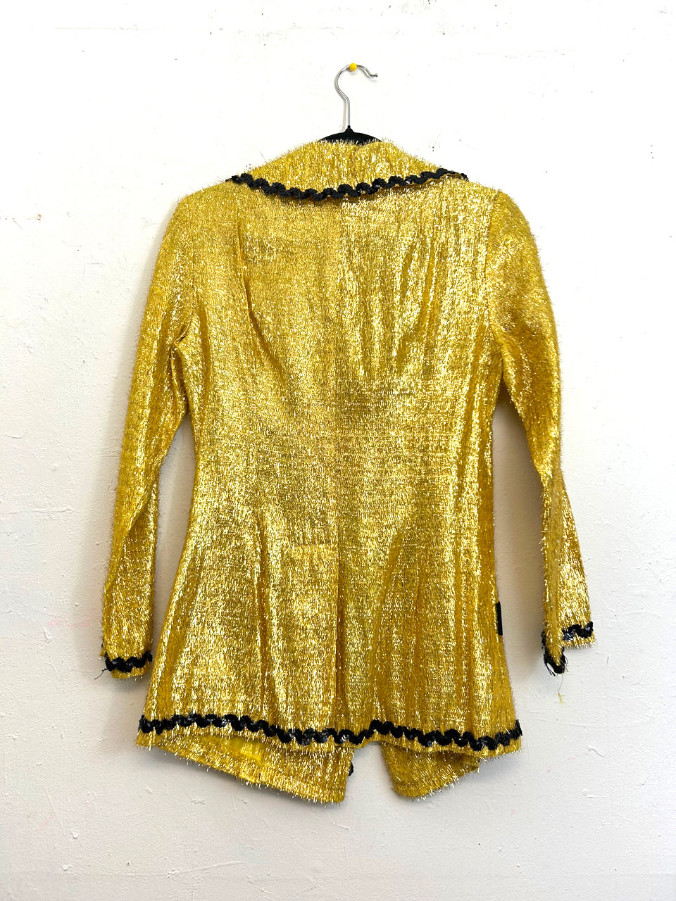 Fuzzy Gold Jacket with Black Sequined Trim