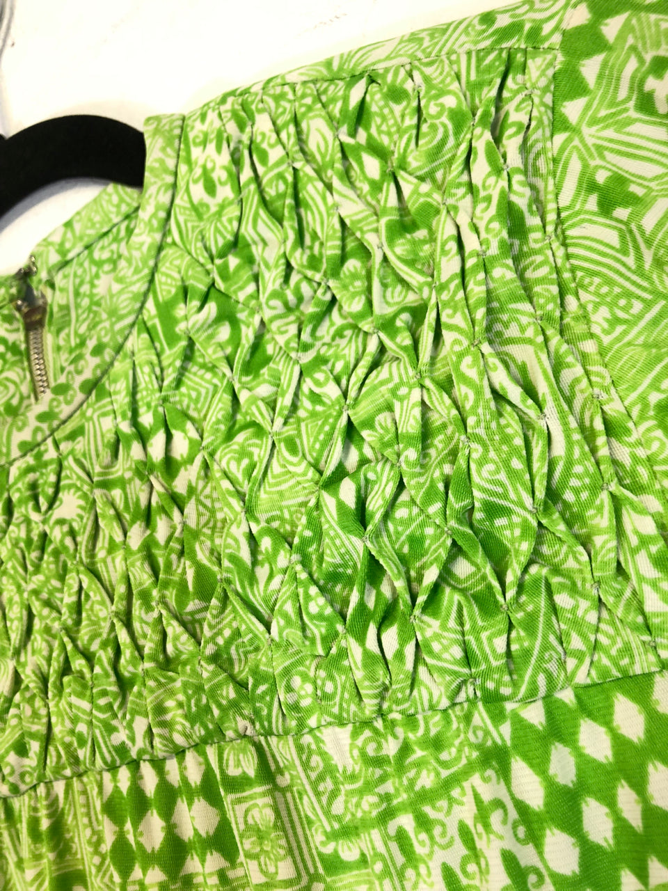 Green Printed 70s Dress