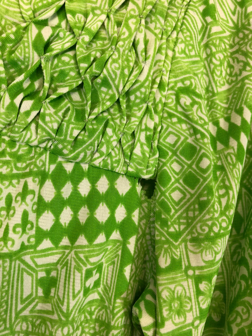 Green Printed 70s Dress