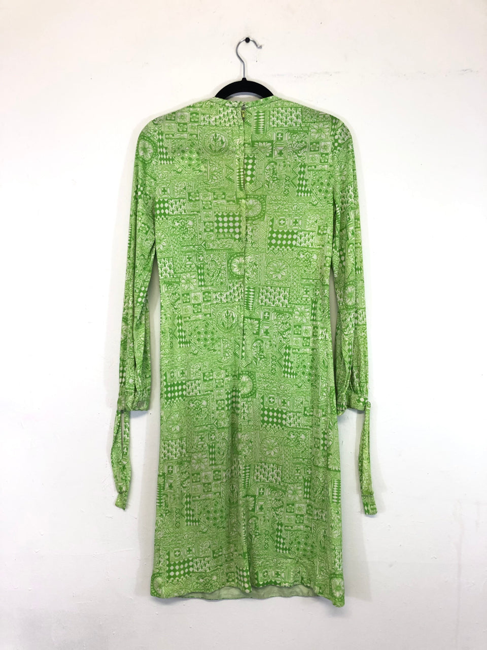 Green Printed 70s Dress