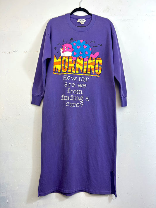 Beth Michaels '92 Cat Sweatshirt Dress ("Morning. How Far Are We From Finding a Cure?")