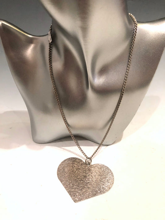 Big Silver Heart Necklace