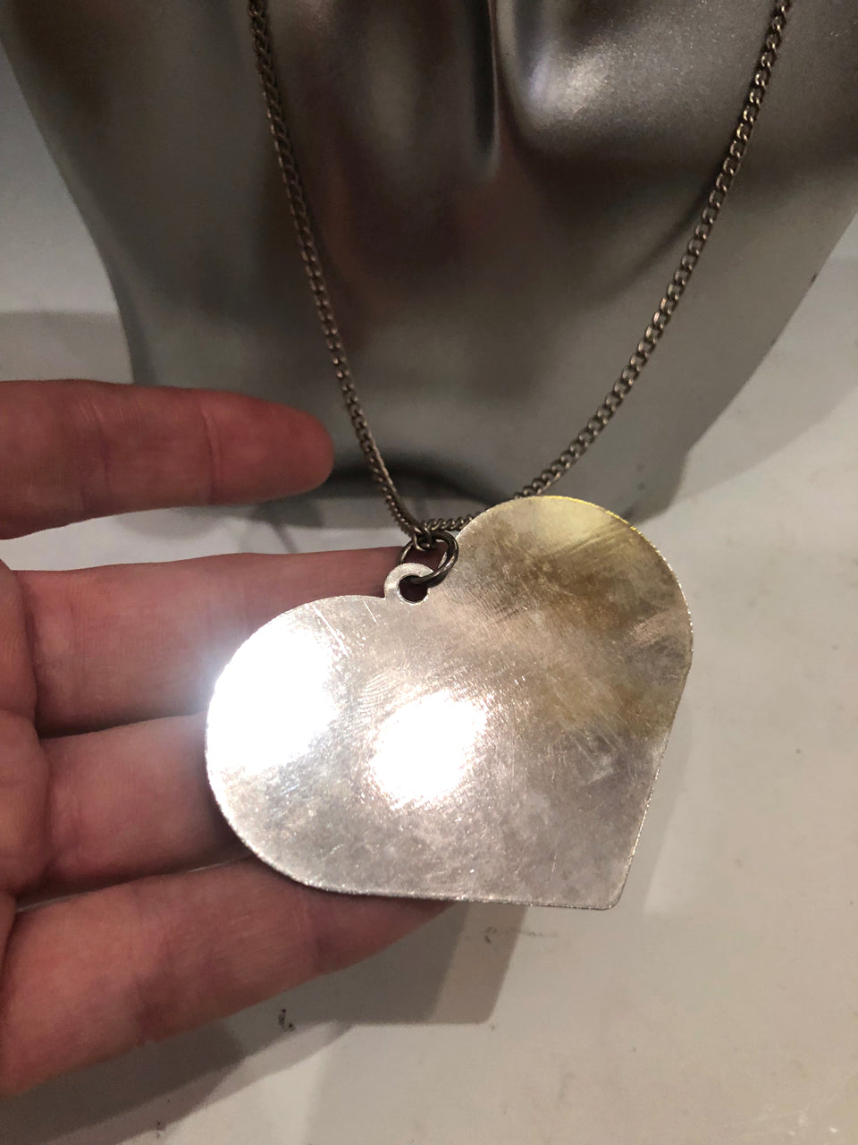 Big Silver Heart Necklace