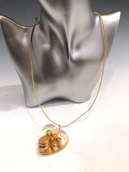 Liquid Heart With Gold Necklace