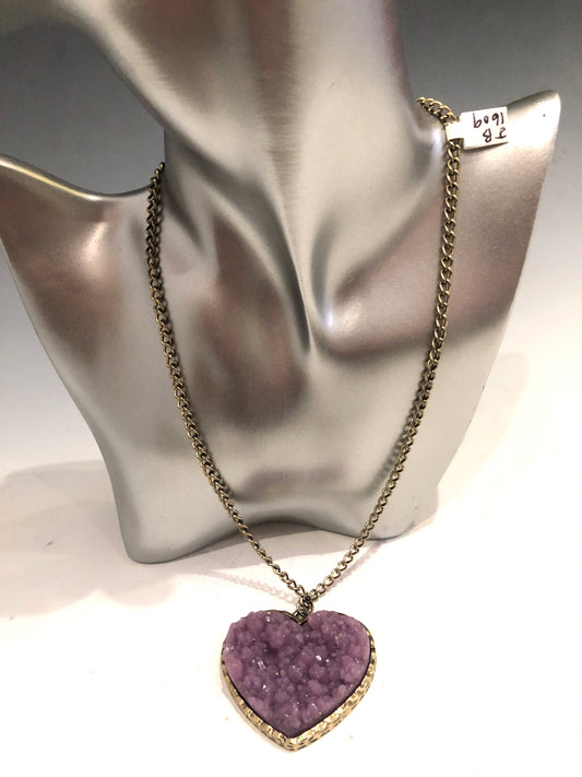 Purple Crystal Heart Necklace
