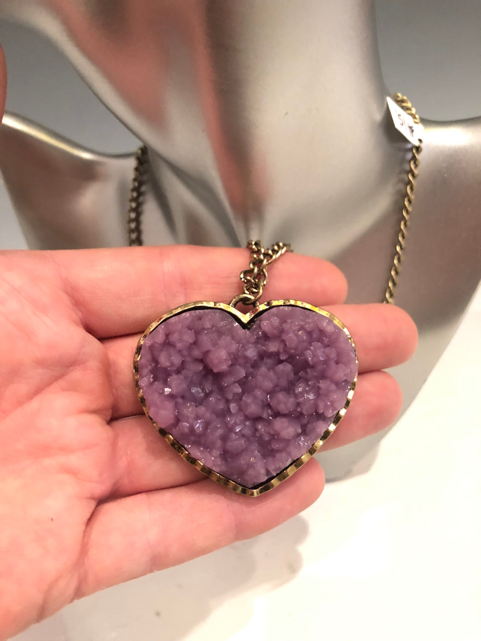 Purple Crystal Heart Necklace