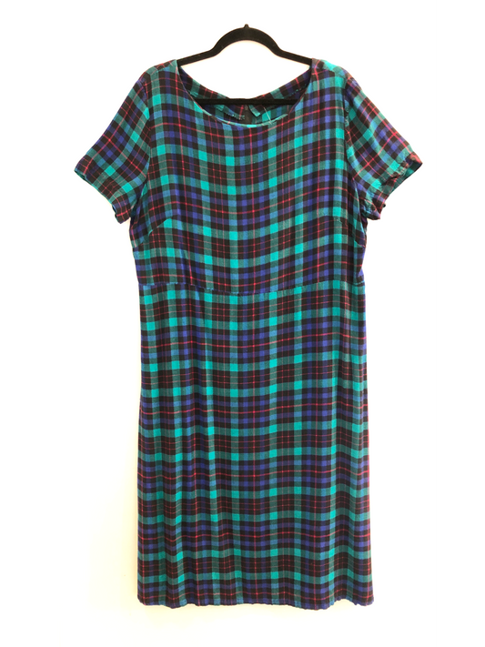 Plaid Short-Sleeved 80s Dress
