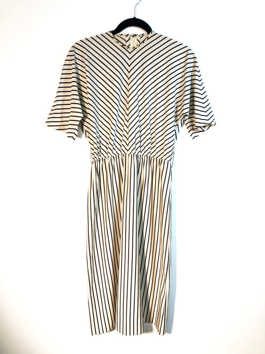Biege & Black Striped Maxi Dress
