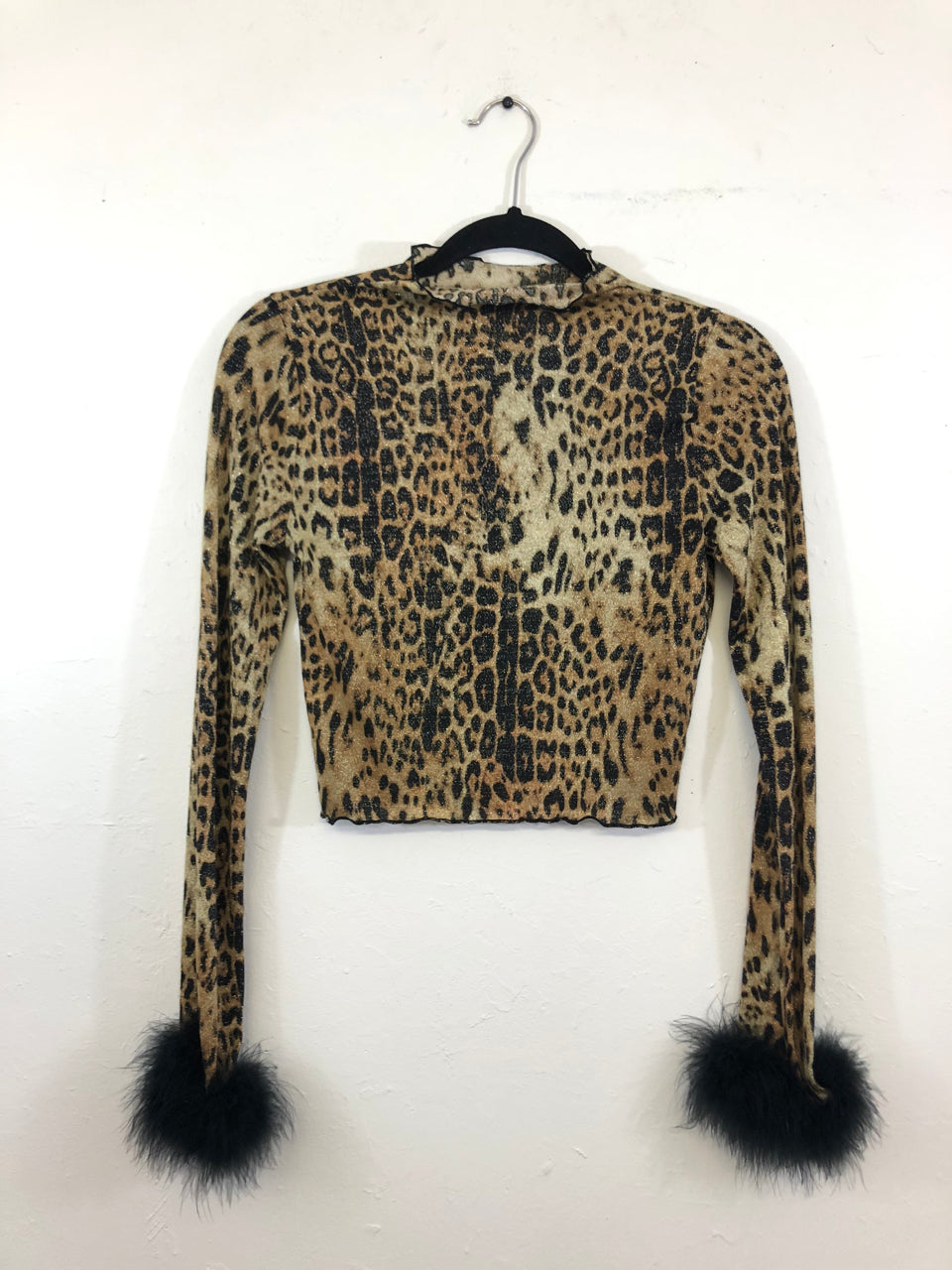 Furry Cuff Leopard Top