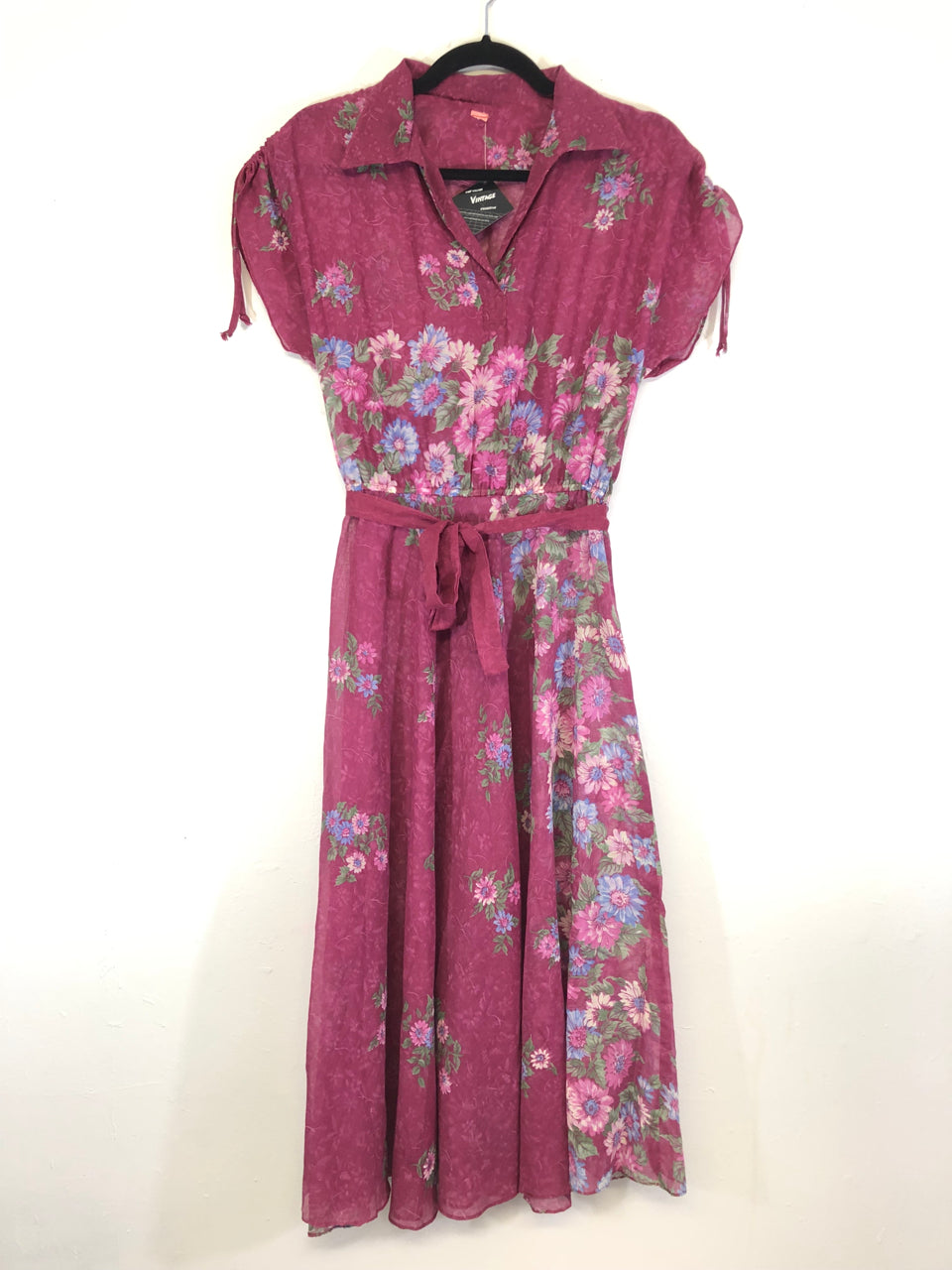 Floral Belted 70s Dress