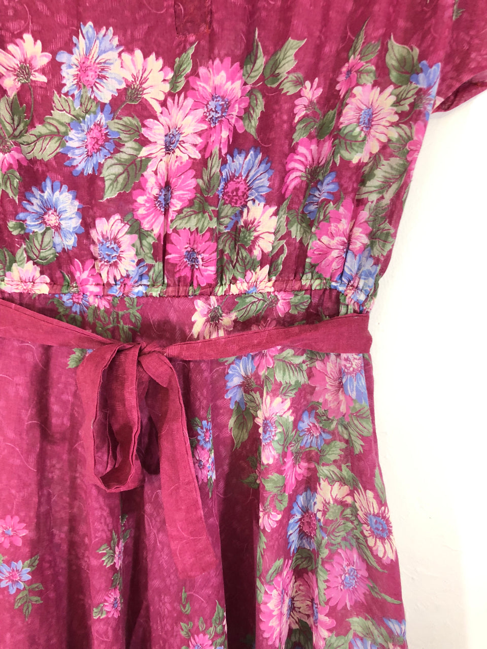 Floral Belted 70s Dress