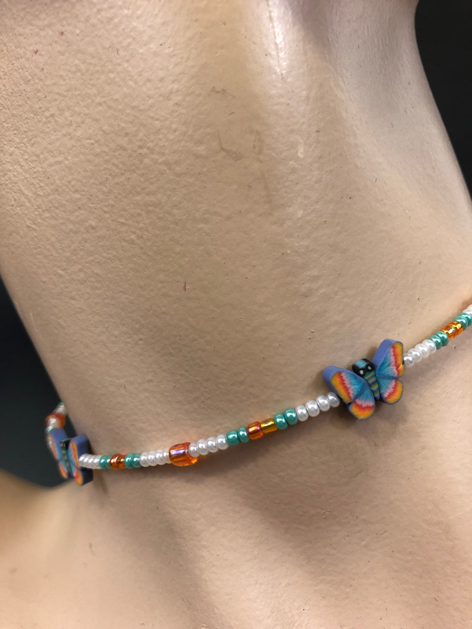 90s Beaded & Clay Choker (Butterfly Design #1)