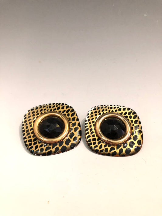 80s Black & Gold Earrings