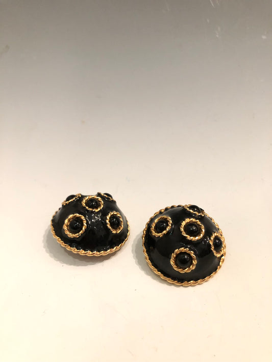 Black & Gold 80s Clip-On Earrings