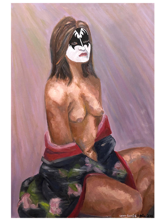 Nude Gene Simmons Fan Seated - Art Print by Carpo